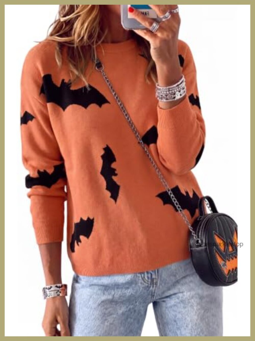 100% Cotton Relaxed Fit Crewneck Pullover Sweater Long Sleeve Fall Halloween